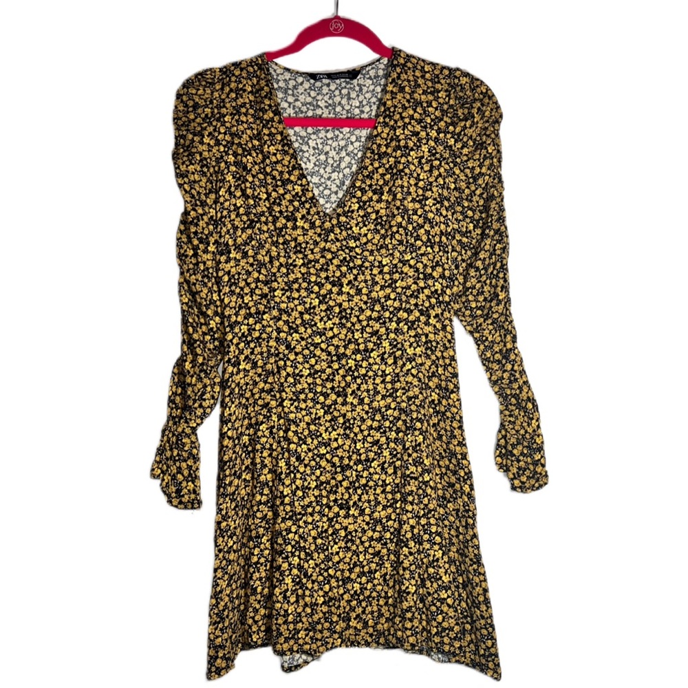 $$SOLD$$ ZARA Long Sleeve Floral Boho Tiered Mini Dress Size Small